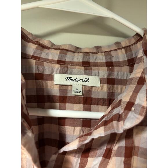Madewell Checkered Plaid Short Sleeve Top Large - Picture 4 of 5